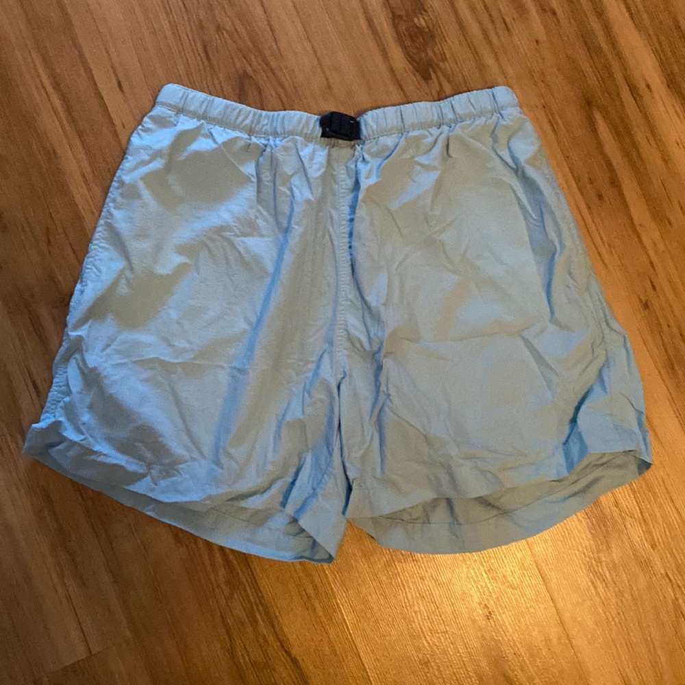 Bimini Bay Outfitters blue fishing shorts.